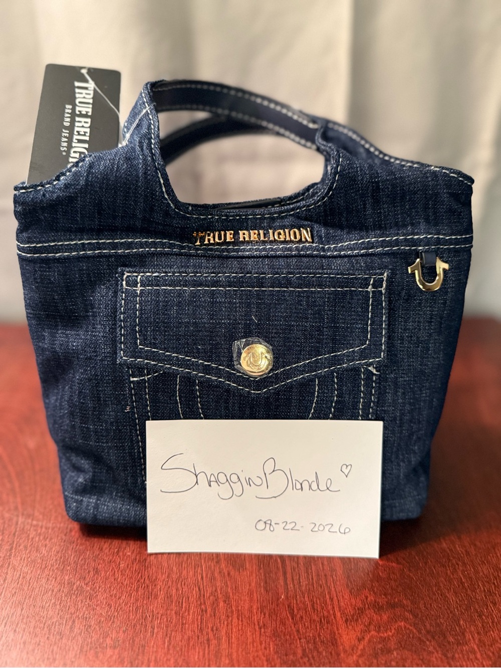 True Religion Dark Denim Mini Tote Bag - Navy Blue